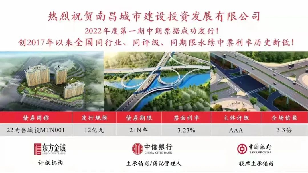 2022首戰(zhàn)告捷！南昌城投集團(tuán)成功發(fā)行12億元中期票據(jù)